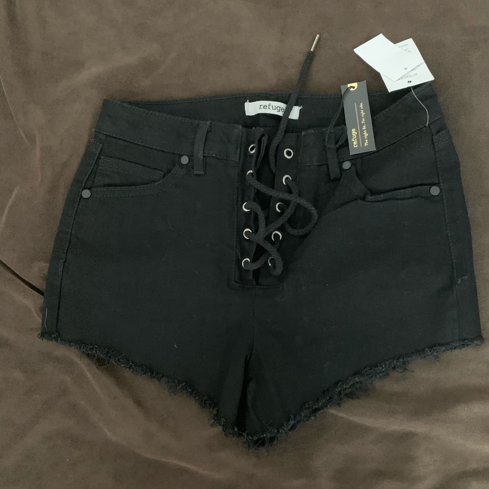 Black Lace Up Shorts